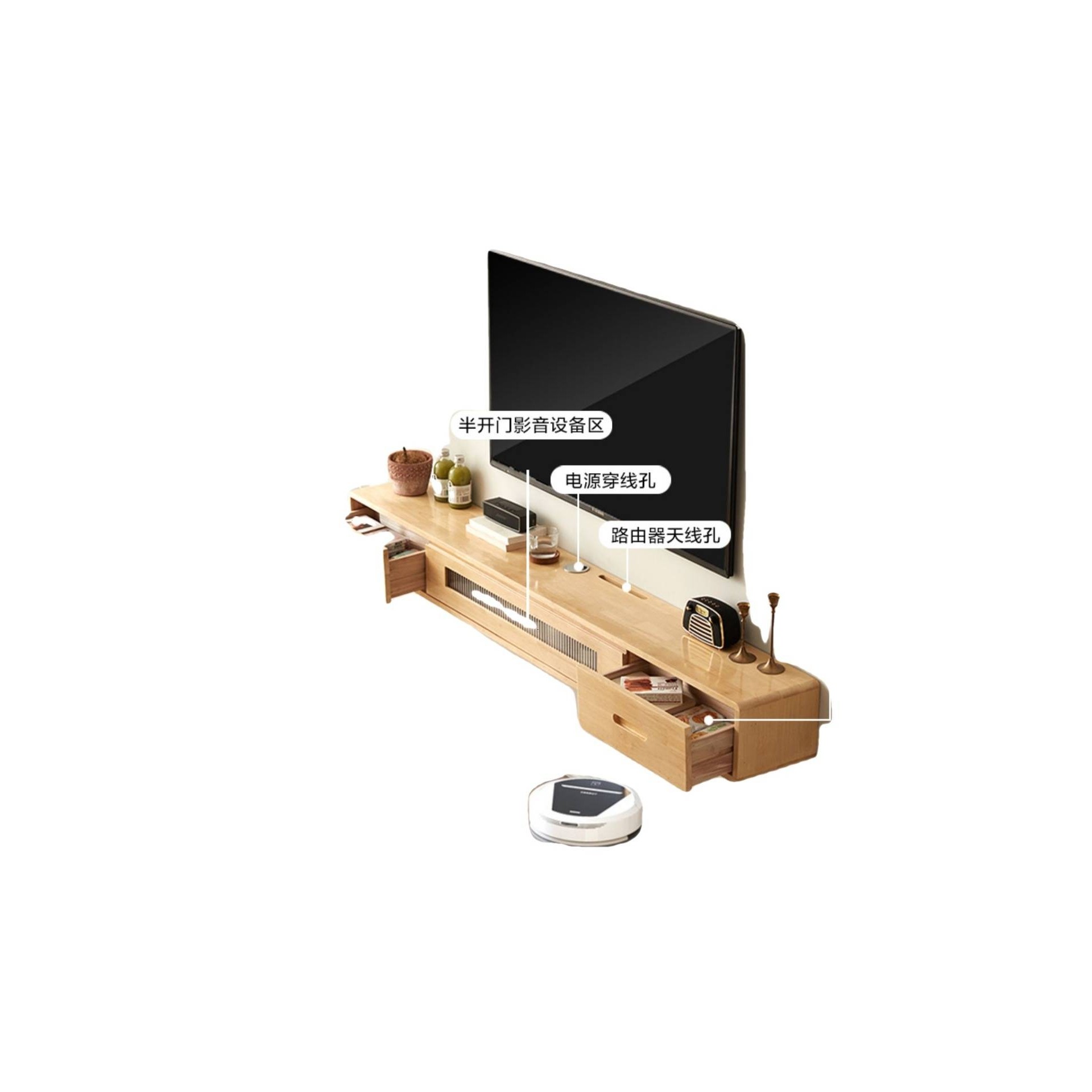 实木壁挂式悬空电视柜挂墙悬挂客厅卧室小户型超窄电视柜茶几组合,淘宝优惠券,粉丝福利购,淘宝优惠卷