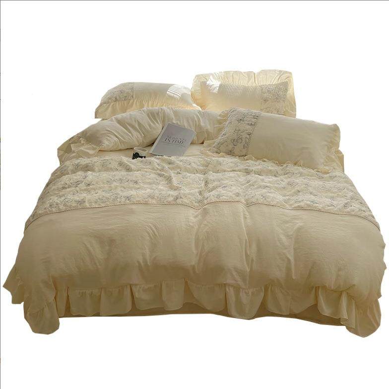 床式公主风床上四件套蝴蝶法MKE剪花美被套单唯仙女床品三件套床,淘宝优惠券,粉丝福利购,淘宝优惠卷