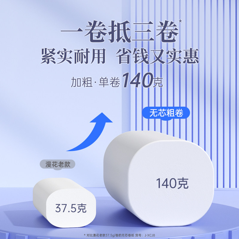 2大卷卫生纸家用实惠装无芯卷纸厕纸家庭装整箱批发擦手纸面巾纸,淘宝优惠券,粉丝福利购,淘宝优惠卷