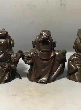 现货速发新品老包浆铜合金三国刘备张飞关羽桃源三结义家居装饰工