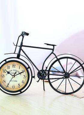 跨境自行车造型静音座钟卧室办公桌赫埠创意家居装饰品书桌摆件