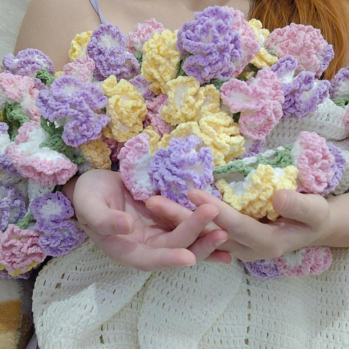 玫瑰花渐变毯花束的毯子钩织手织diy毛线针织手工编织自制材料包,淘宝优惠券,粉丝福利购,淘宝优惠卷