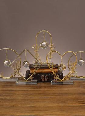 欧式轻奢金属几何水晶球摆件创意家居办公室装饰品麦穗铁艺工艺品