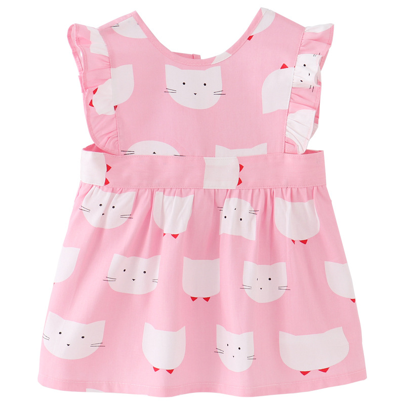 Children's thin waterproof apron girl princess dress anti-dirty cotton coverall baby eating sleeveless bib princess style