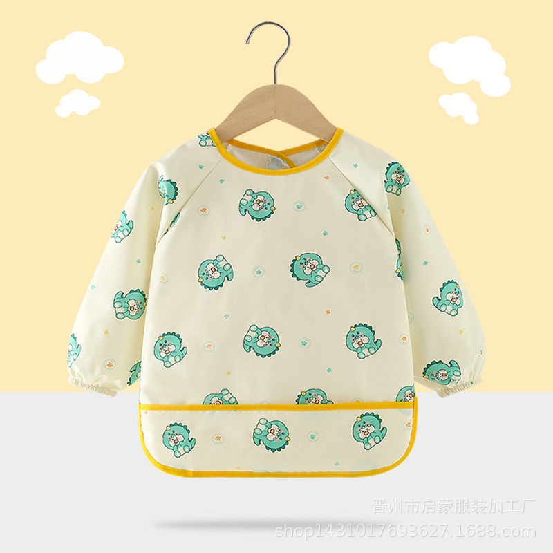 Smock baby eating bib waterproof and oil-proof baby boy and girl autumn and winter reverse dressing children's long-sleeved apron baby rice bag