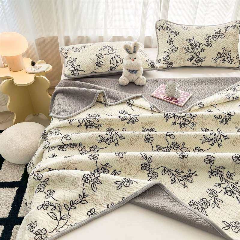 一面棉一面绒绗缝夹棉床盖加厚防滑床单三件套榻榻米纯棉双面可用,淘宝优惠券,粉丝福利购,淘宝优惠卷