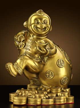 铜猴子摆件纯铜金属猴子助t运气家居客厅办公室猴子吉祥物开业礼