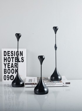 意式极简创意水i滴金属烛台蜡烛样板间餐桌软装家居装饰工艺品摆