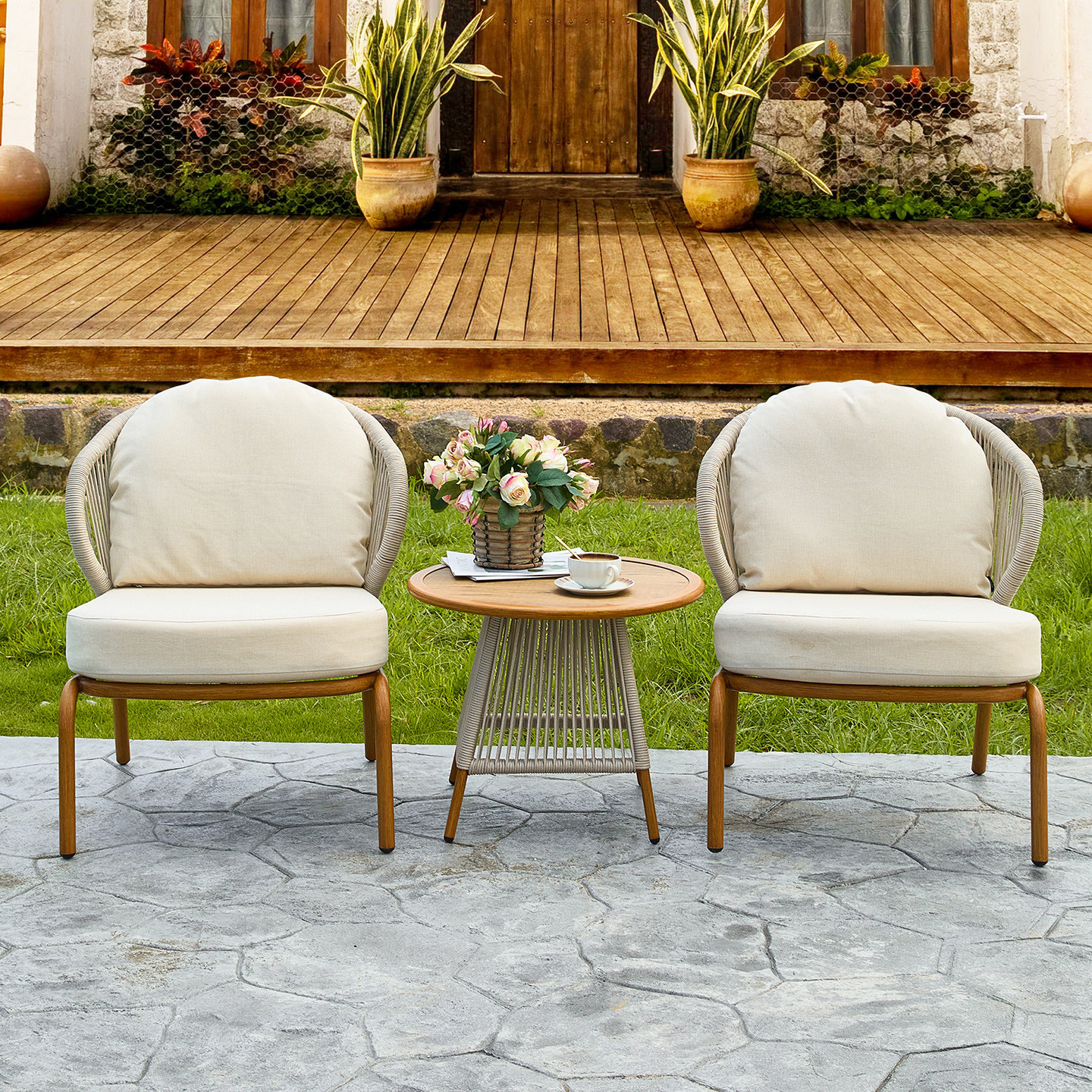 诺歌花园户外沙发组合庭院别墅花园休闲室外露天藤编拉绳藤椅家具,淘宝优惠券,粉丝福利购,淘宝优惠卷