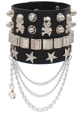 欧美时尚复古街拍朋克铆钉手链