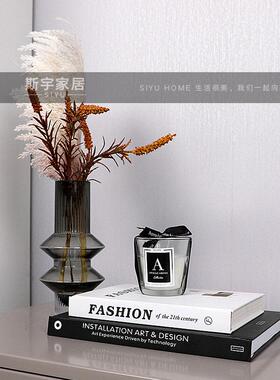 样板房主卧床头柜摆件飘窗茶几花艺相框杂志道具家居饰品软装组合