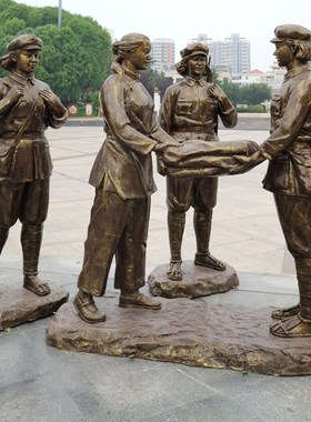 卡通小红军彩绘雕像小八路军举旗吹号红色文化公园玻璃钢雕塑摆件