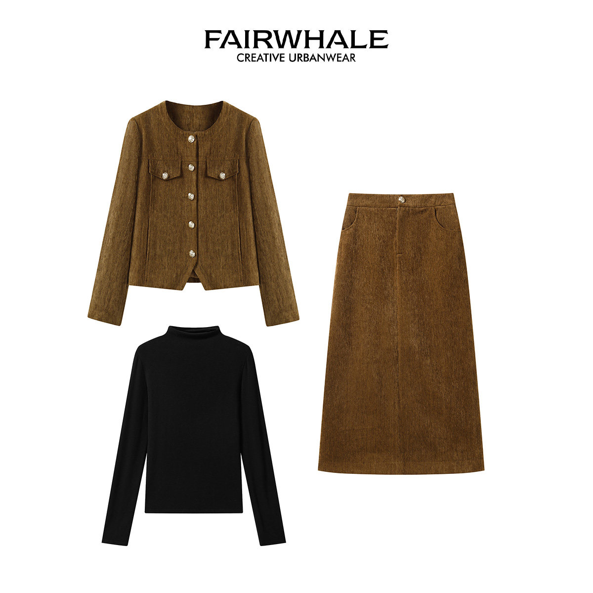 【马克华菲专场】马克华菲加厚外套高领打底衫显瘦半身裙三件套,淘宝优惠券,粉丝福利购,淘宝优惠卷