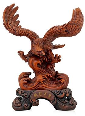 木雕老鹰摆件大号办公室桌面装饰品摆设送老板送领导商务送礼品