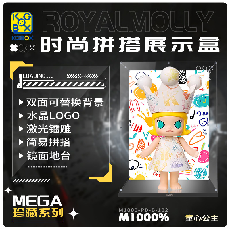KGBOX POPMART泡泡玛特MOLLY童心公主1000%亚克力展示盒防尘罩 - 图1