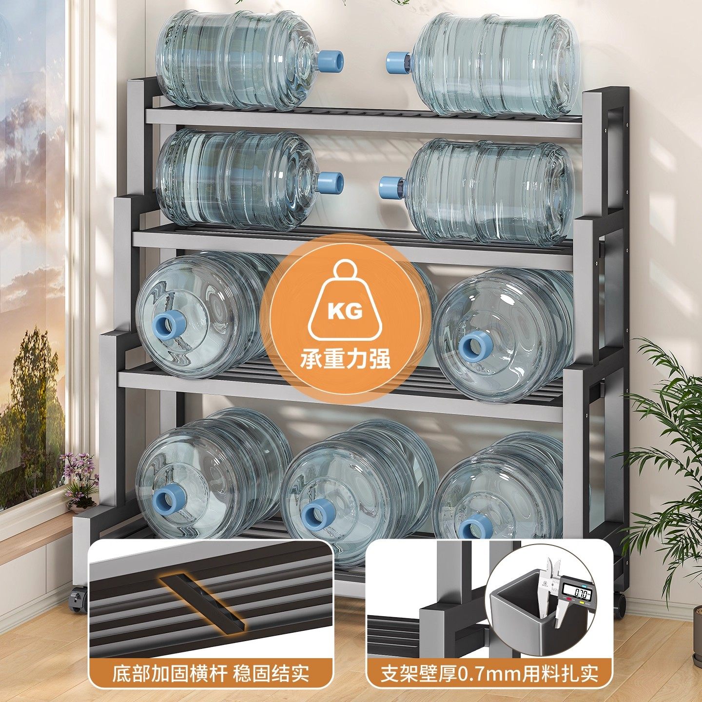 阳台花架子客厅落地式家用铁艺置物架实木多肉花盆架多层植物摆放,淘宝优惠券,粉丝福利购,淘宝优惠卷