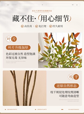 彩色南天竹仿真绿植室内装饰摆件