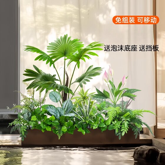 Simulated green plants, artificial flowers, landscaping, balcony decoration and fence