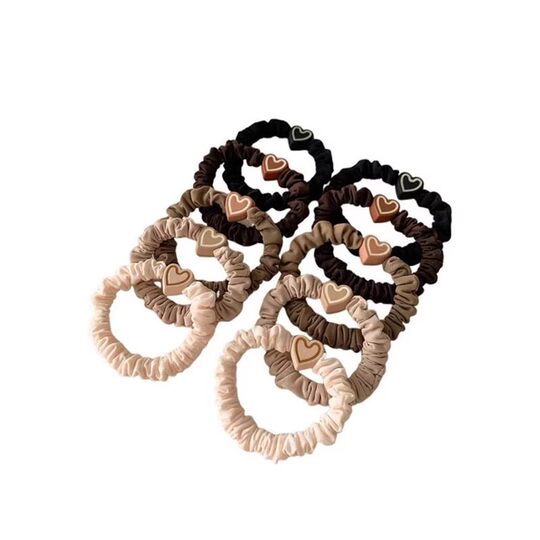 New milk coffee color heart small intestine ring hair tie