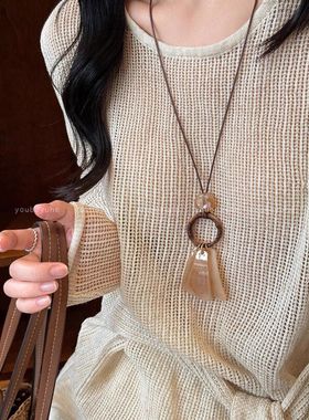 中式复古晕染长款项链女2026新款