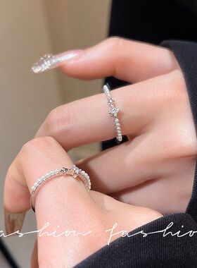 微镶锆石开口戒指女轻奢小众设计