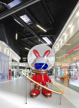 玻璃钢雕塑网红景观美陈兔子厂家月光打卡广场卡通公仔人物大摆件