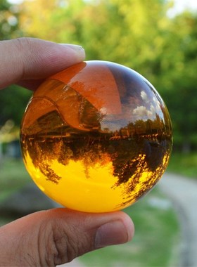 纯手工彩色水晶球道具人造蓝色粉红色紫色玻璃光球柜台装饰摆件