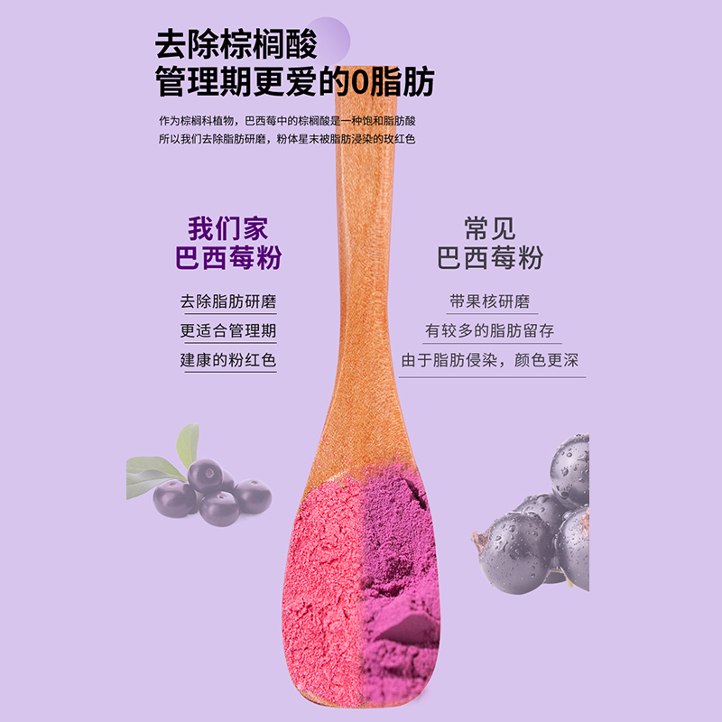 纯巴西莓粉官方旗舰店丰富花青素膳食纤维冲饮果蔬粉抗自由基氧化