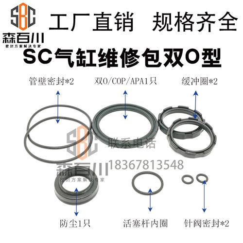 SC气缸密封圈气动配件维修理包整套32/40/50/63/80/100-320缸径 - 图2