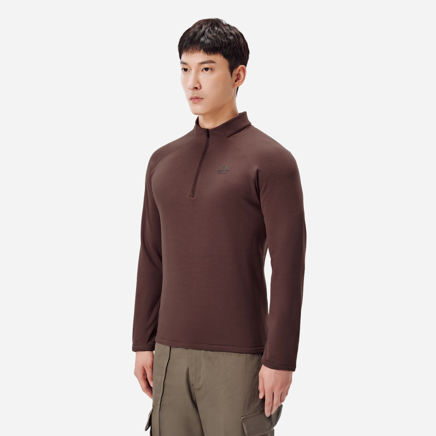 【高弹】伯希和户外立领长袖T恤男士抑菌保暖亲肤修身半拉链上衣 - 图2