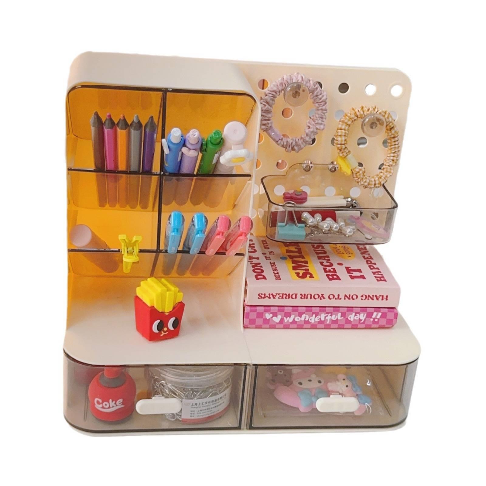 Perforated board desktop storage box drawer-type student desk organizer display rack pen holder workstation desk storage rack