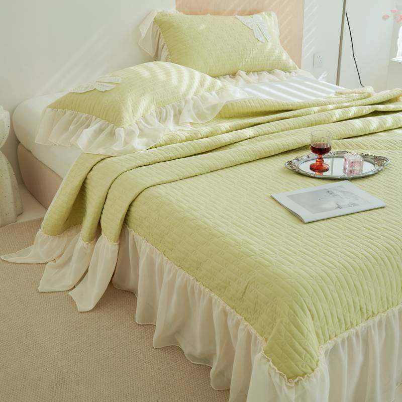 2024新款韩版水洗棉雪纺厂家直销四季通用夹棉床盖边批发,淘宝优惠券,粉丝福利购,淘宝优惠卷