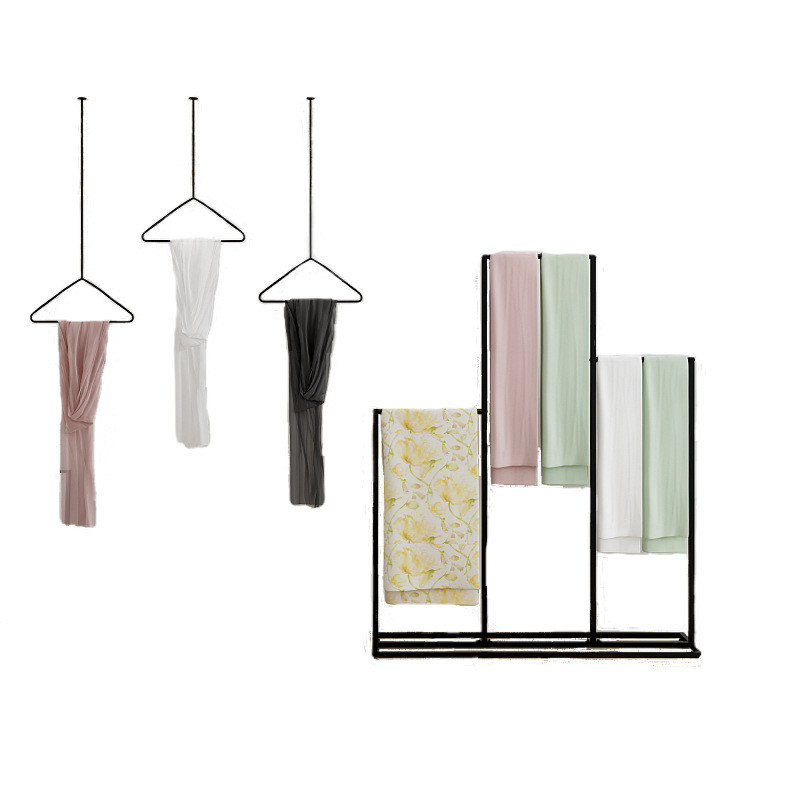 布料展示架丝巾围巾窗帘纺织挂架悬挂落地组合架子三角圆形异性架 - 图3
