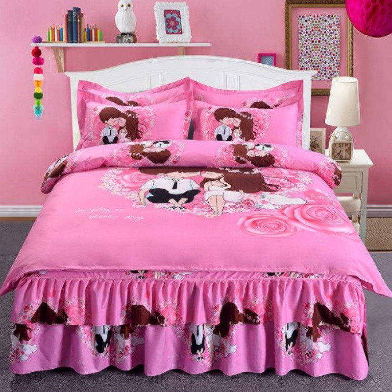 新款加厚床裙床单四件套像全棉纯棉宿舍床单双人被罩婚庆床上用品,淘宝优惠券,粉丝福利购,淘宝优惠卷