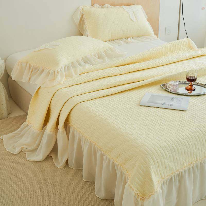 2024新款韩版水洗棉雪纺厂家直销四季通用夹棉床盖边批发,淘宝优惠券,粉丝福利购,淘宝优惠卷