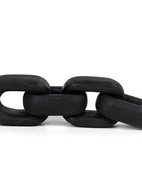 木环家居饰品桌面木质摆件客厅工艺品木制民宿摆件四环扣木链子