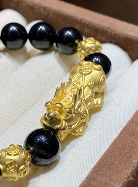 黄金貔貅手串男女999金包银手链