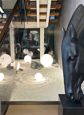 玻璃钢马头装饰客厅酒店商场会所家居室内雕塑饰品V工艺品落地摆