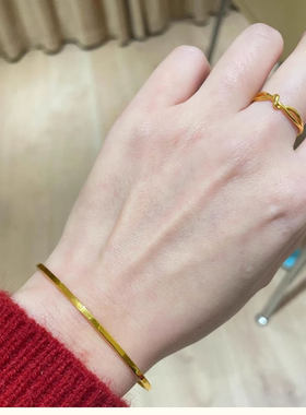 18k金手镯女小众设计感简约手环