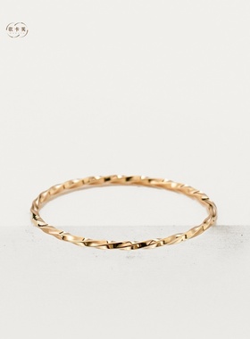 14K镀金极细螺纹麻花女戒小戒指