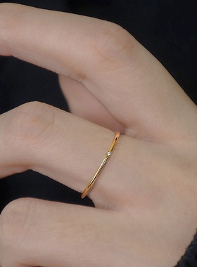 极细不掉色轻奢小众金色素圈戒指