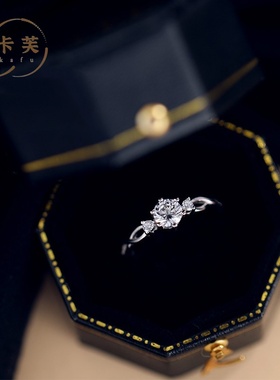 纯银锆石戒指女小众设计高级感