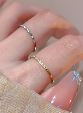 16k金素圈镶钻高级时尚百搭戒指