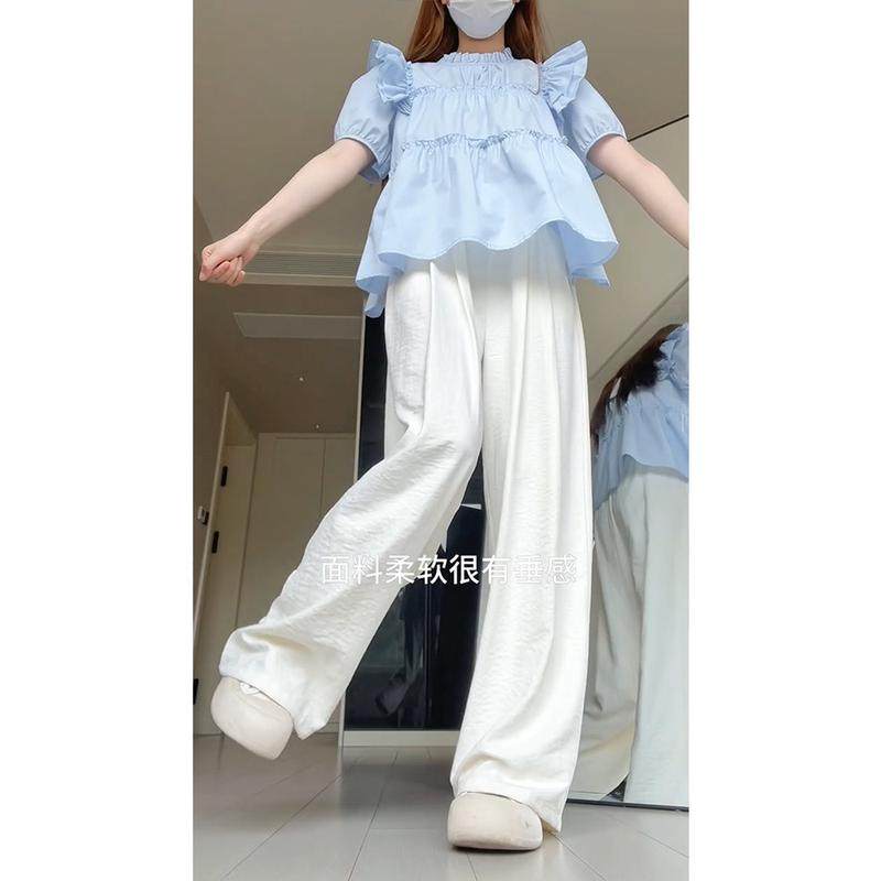 白色奶皮夏薄款女冰丝山本裤胖mm大码显瘦阔腿休闲慵懒奶芙裤,淘宝优惠券,粉丝福利购,淘宝优惠卷