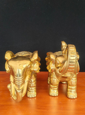 纯铜财大象摆件福对象黄铜工艺品铜雕摆件工艺品金属大象桌面摆件