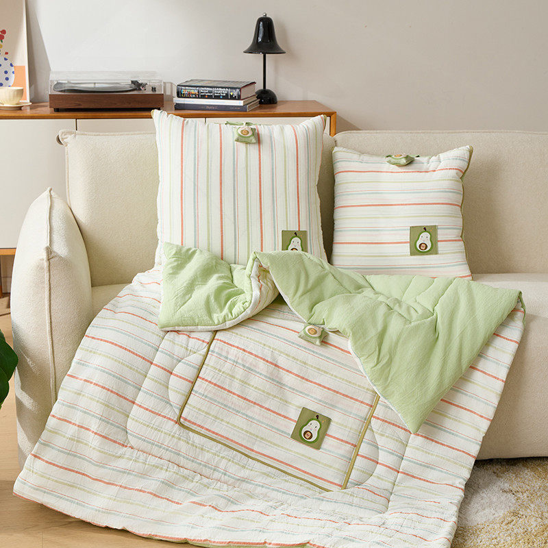 新款全棉水洗条纹抱枕被子两用办公室午睡毯车载学生午休纯棉被夏,淘宝优惠券,粉丝福利购,淘宝优惠卷