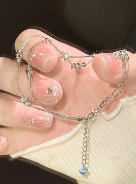 999纯银手链女轻奢小众精致2025年新款潮叠戴双层星星手饰送女友