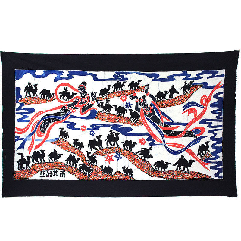 布艺手工蜡染画横款丝路花雨中国特色礼品餐厅酒吧客栈装饰棉布画,淘宝优惠券,粉丝福利购,淘宝优惠卷