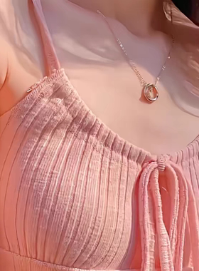 999纯银莫比乌斯环银杏叶项链女轻奢小众 2024新款锁骨链生日礼物