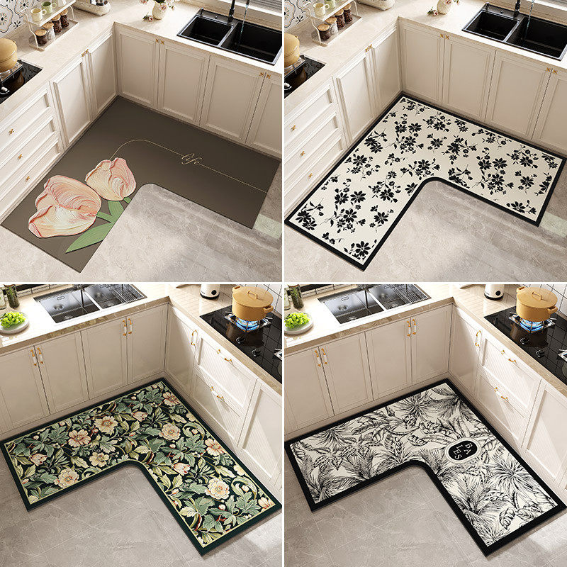 厨房地垫防滑防油可擦免洗防水专用地毯2024新款l形耐脏吸水脚垫,淘宝优惠券,粉丝福利购,淘宝优惠卷